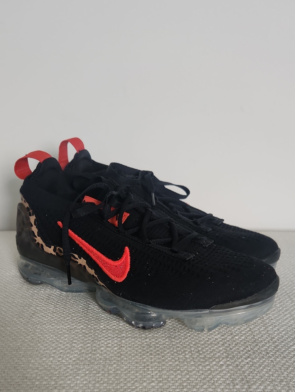 Nike Vapormax 2021 Flyknit Sneaker Black/Leopard Women's Size 7